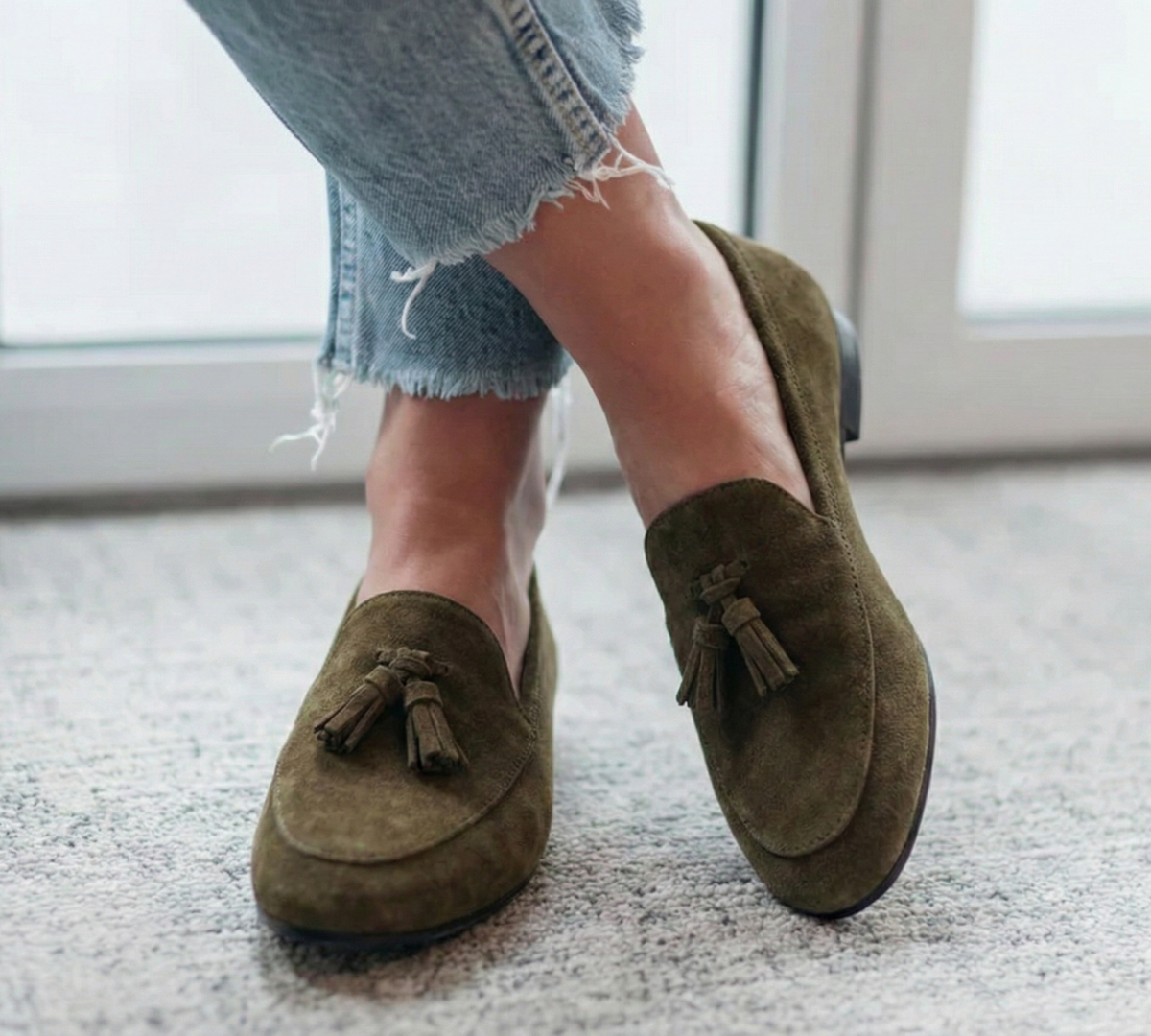 Mocasín Passio serraje kaki