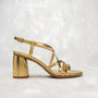Cloe Gold Leather High-Heel Sandal