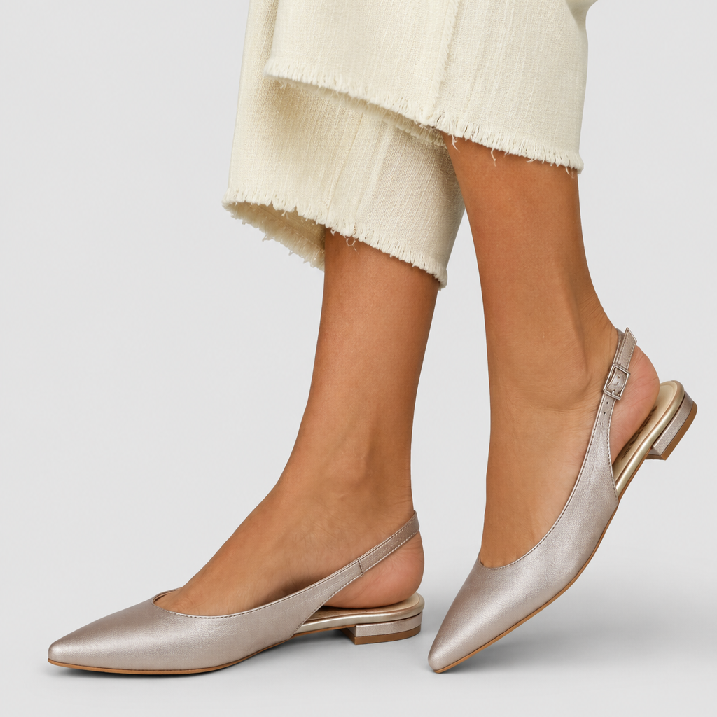 Ibiza Silver Leather Ballerinas