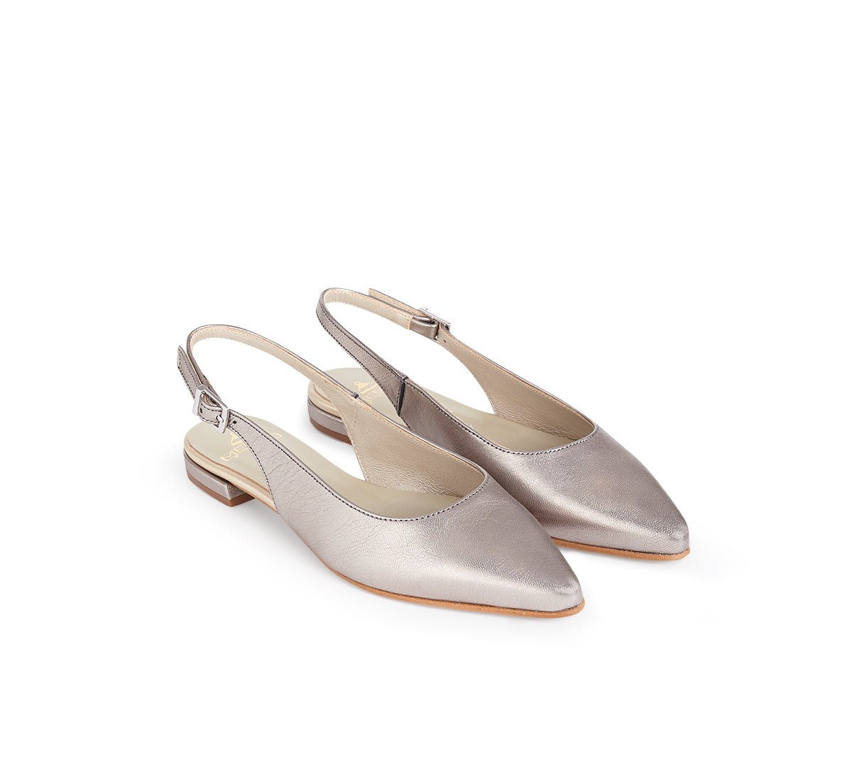 Ibiza Silver Leather Ballerinas