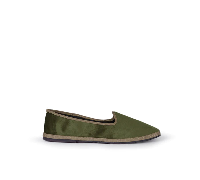 Furlane Slipper in Green Velvet