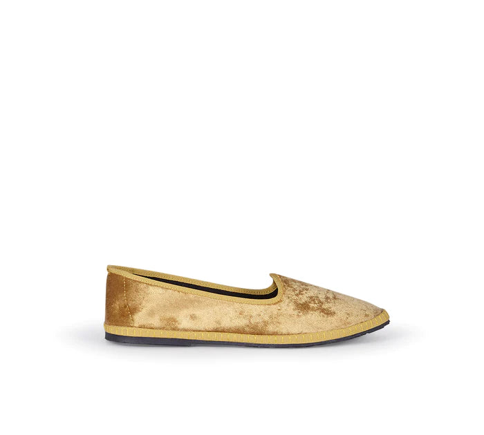 Furlane Slipper in Yellow Velvet