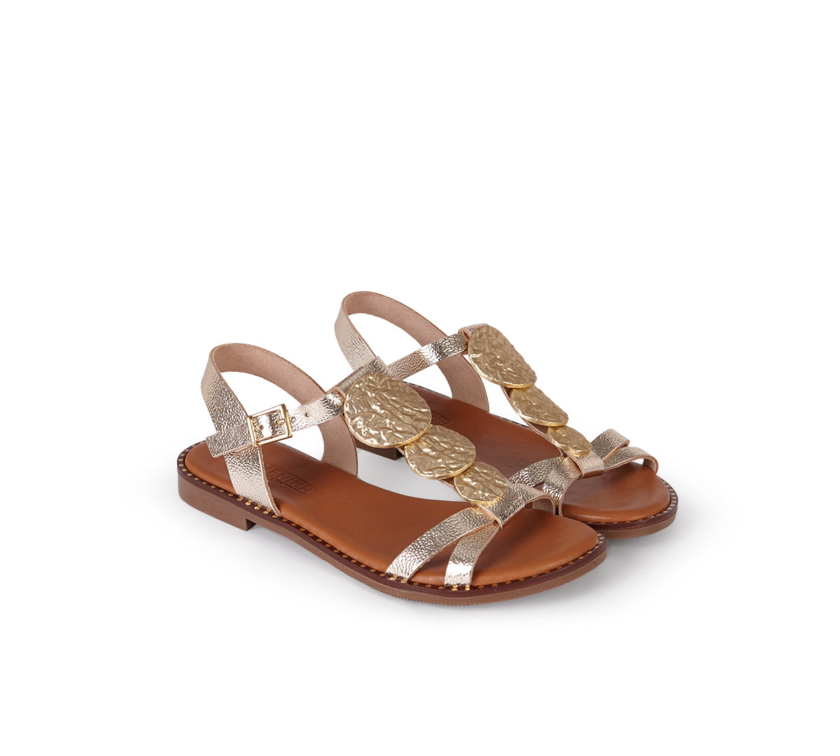 Sandalia positano piel platino