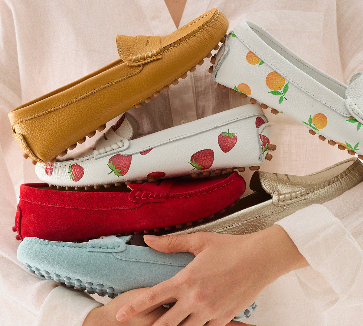 Mocasines Oporto piel fresas