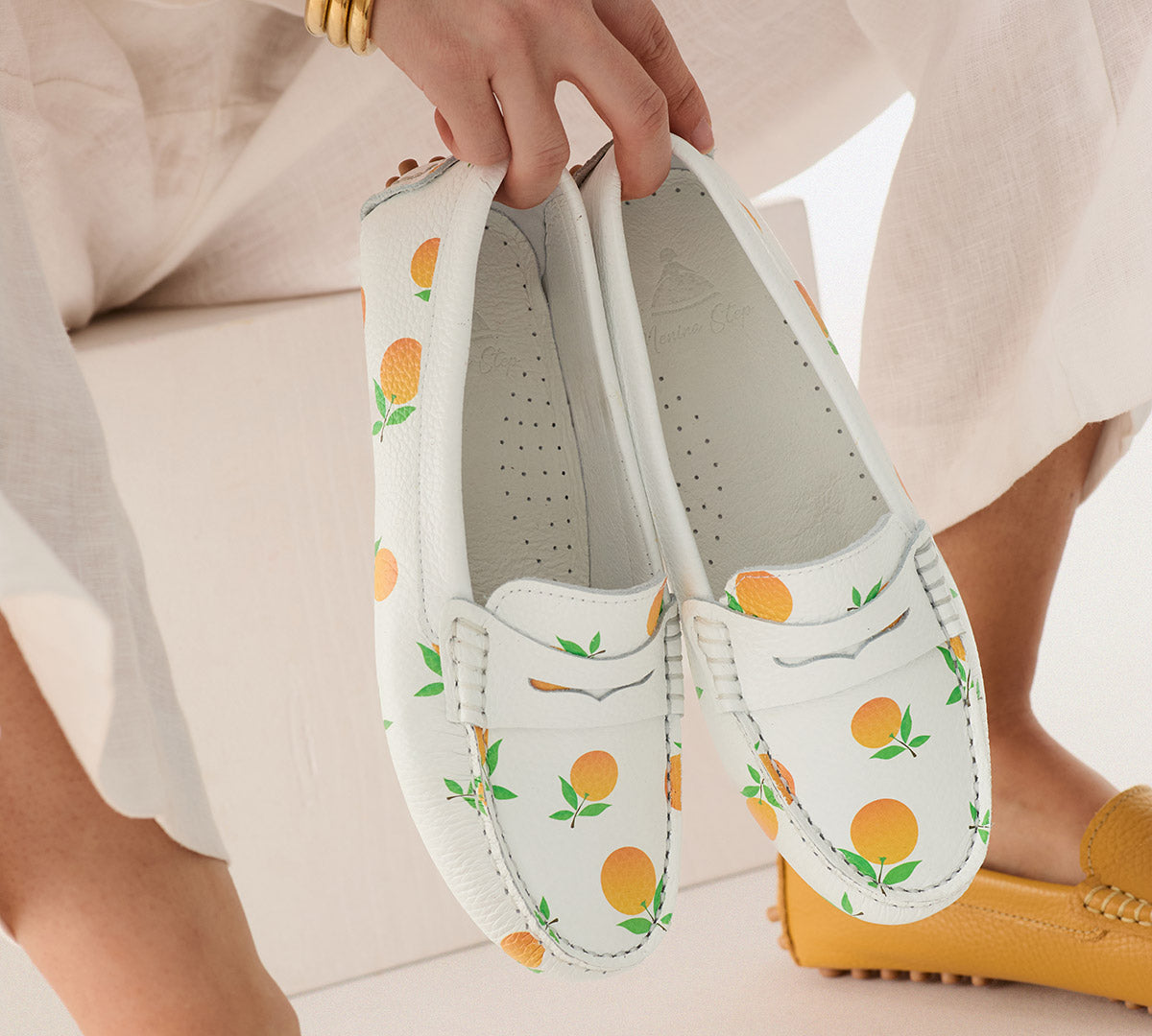 Mocasines Oporto piel naranjas