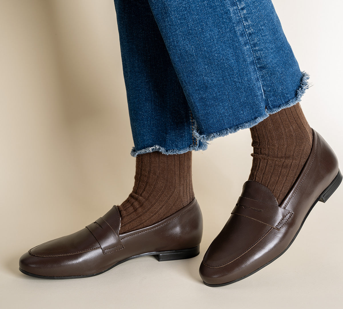 Mocasín penny piel marrón chocolate