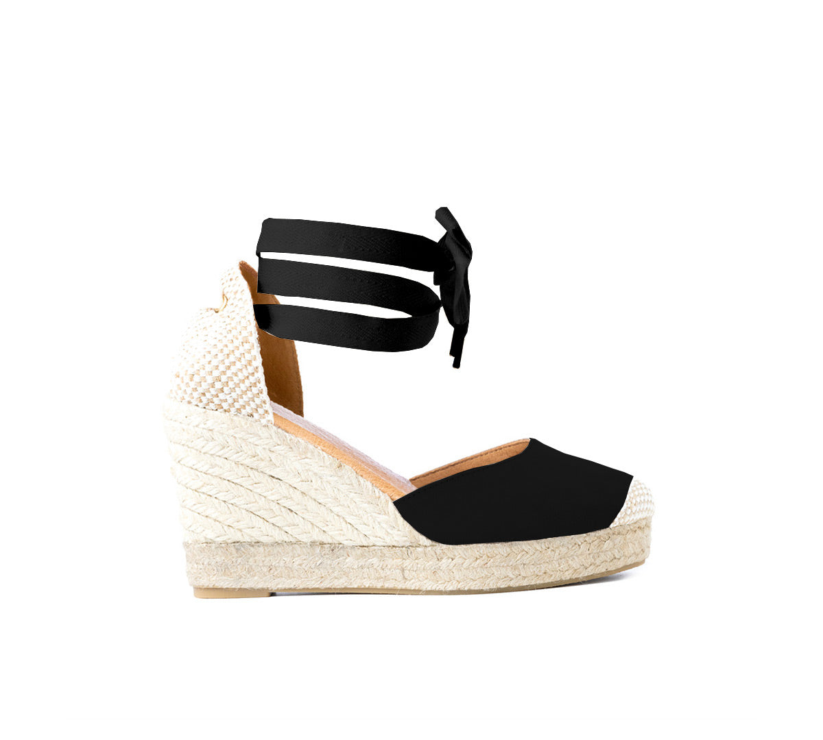 Cuña Jimena Cintas 7cm Ante Negro