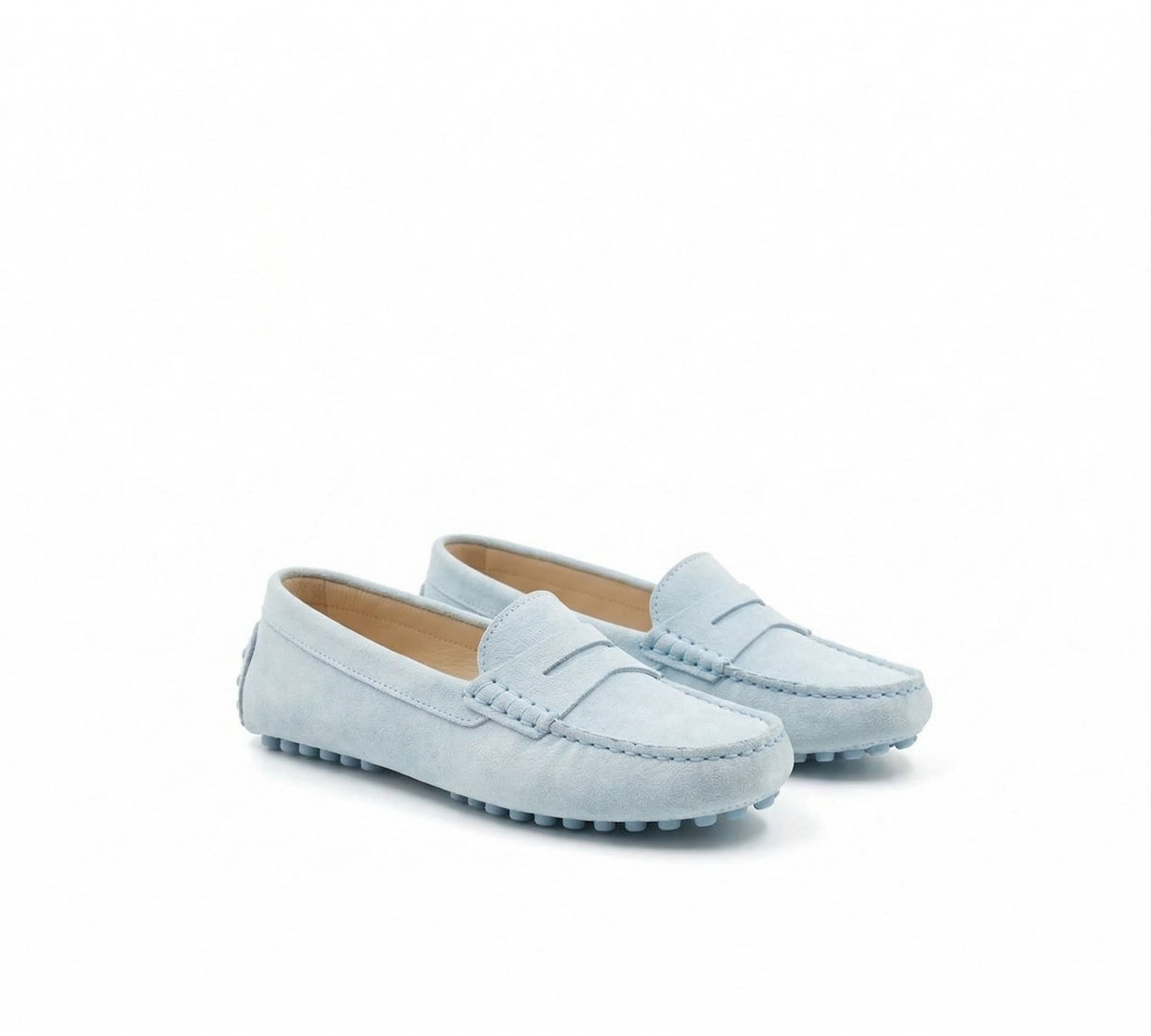 Mocasín Oporto serraje azul cielo