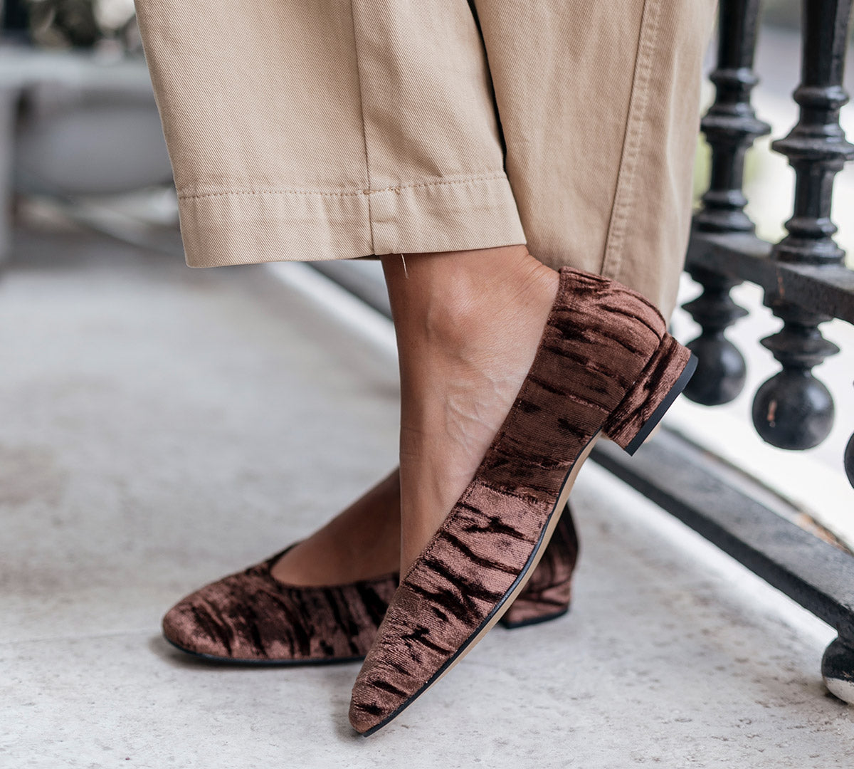 Bailarinas Donna Terciopelo Marrón