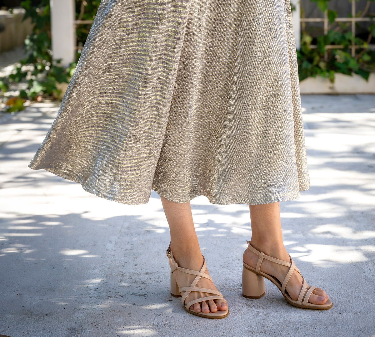 Cloe Gold Leather High-Heel Sandal