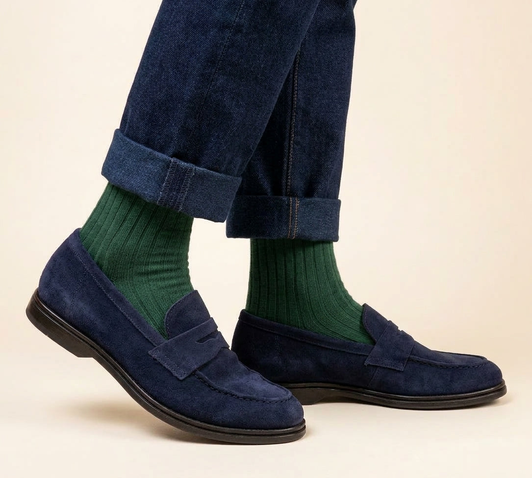 Mocasín Oxford Serraje Marino