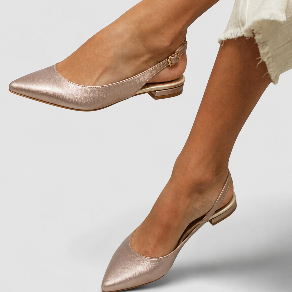 Ibiza Gold Leather Ballerinas