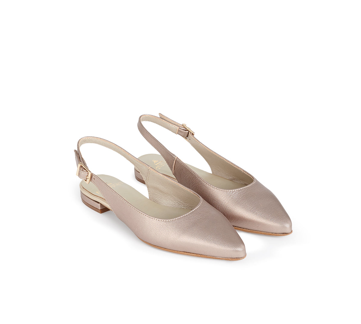 Ibiza Gold Leather Ballerinas