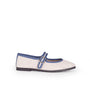 Merceditas Bérgamo Lino Beige Vivo Azul