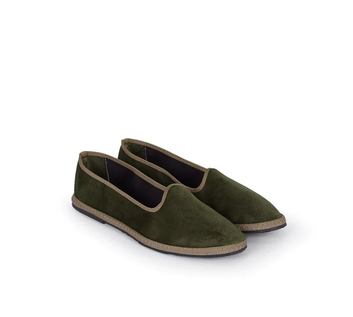 Furlane Slipper in Green Velvet