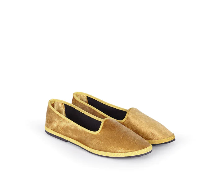 Furlane Slipper in Yellow Velvet