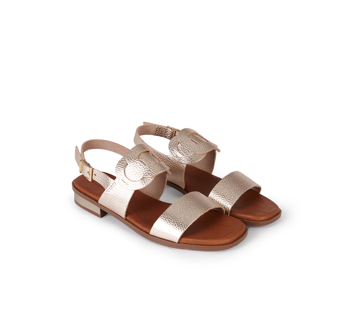 Sandalia corso metalizada champagne