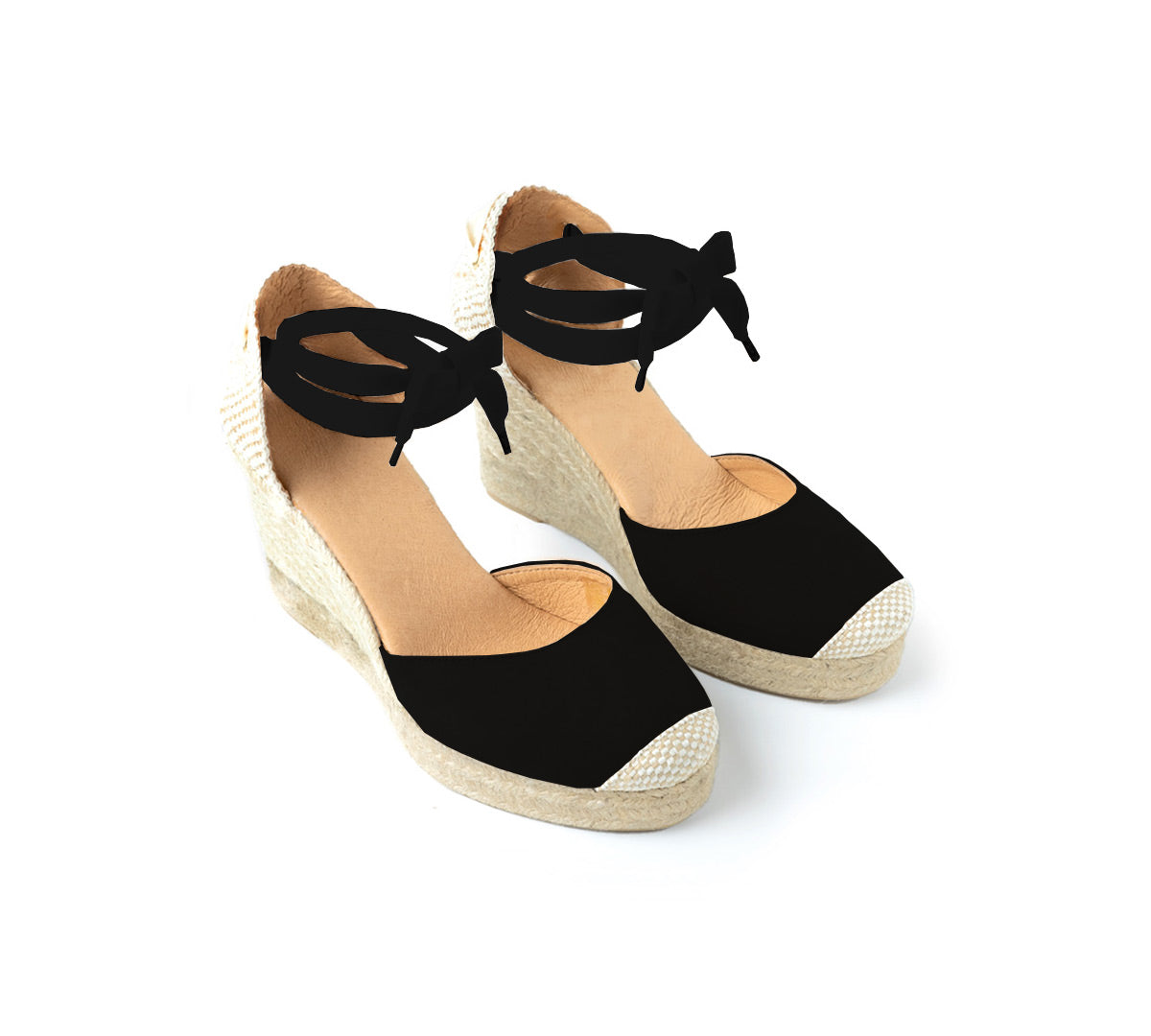 Cuña Jimena Cintas 7cm Ante Negro