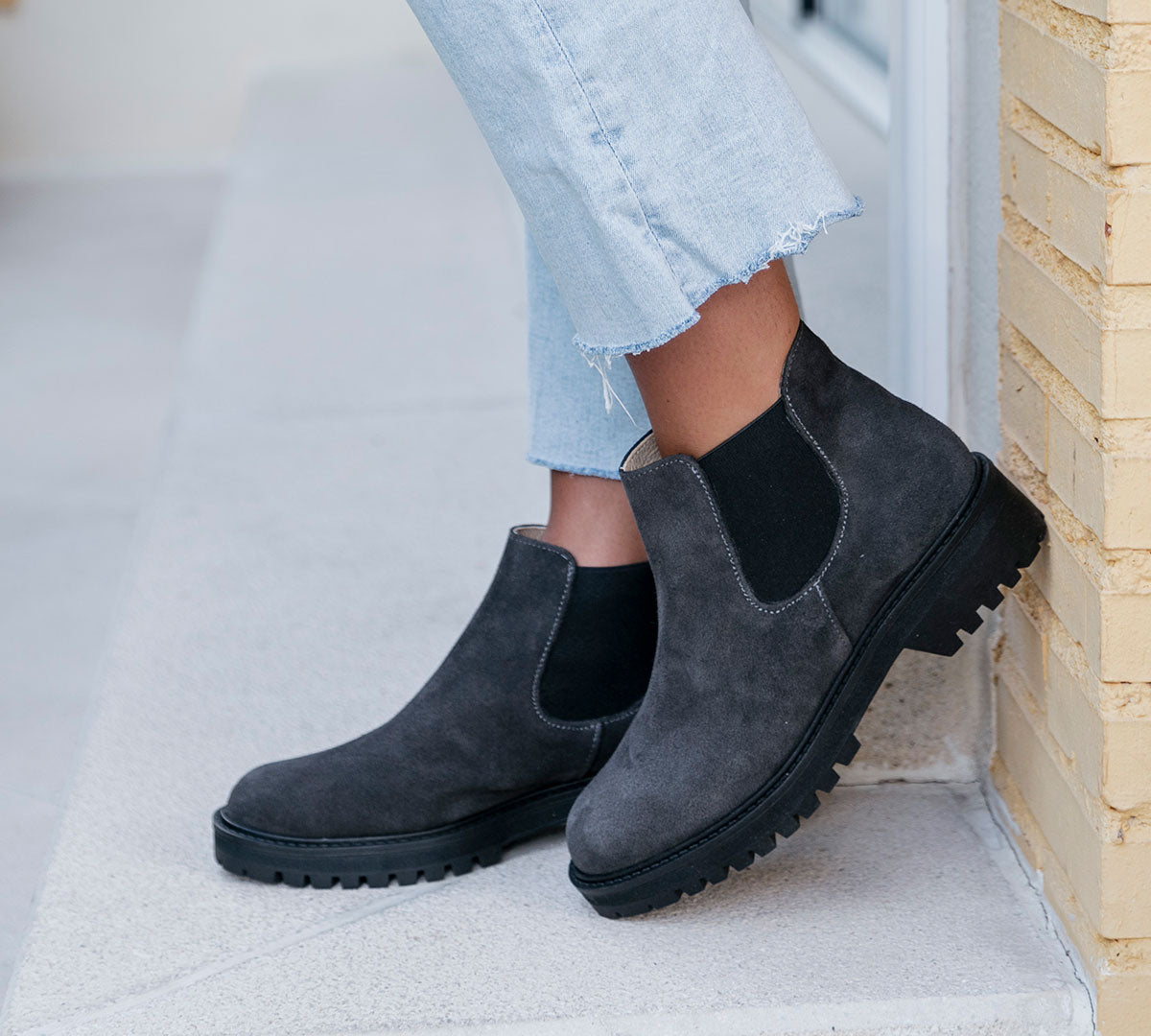 British in Gray Suede 